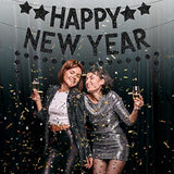 Glitter Happy New Year Banner 10ft Black 2 Strings Party Decor 2026