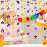130 Feet Glitter Star Garland Banner Decoration Hanging Star Decoration Gold Black Party Decorations For 2025 Christmas New Year Festival Wedding Birthday Party Decor (Gold And Purple)