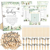 321 Pcs Baby Shower Games Supplies, 5 Sets (50 Cards Each) Activities Cards With 20 Pencils 1 Don'T Say Baby Sign 50 Clothespin(Mallard Duck)