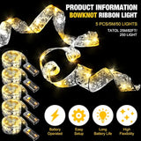 5 Piece 82Ft Christmas Ribbon Lights 250 Led Glow Ribbon Strings Lights Shining Ribbon Fairy Lights With Double Layer Co