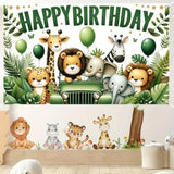 71×43" Jungle Animal Birthday Banner for Kids’ Safari Adventure Party Decor