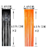 Black Orange Party Tinsel Foil Fringe Curtains - Halloween Construction 1St Birthday Baby Shower Graduation Wedding Party Streamers Photo Booth Props Backdrops Decorations