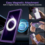 For Galaxy S24 Ultra Case,Compatible With Magsafe,Magnetic Glitter Case Built-In 9H Tempered Glass Screen Protector,Shockproof Protective Case For Samsung Galaxy S24 Ultra,All Purple