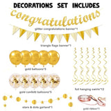 Congratulations Banner Kit - Glitter Congratulation Banner, Triangle Flag Banner, Star Circle Dots Garland, Hanging Swirls, Pre-Assembled Decorations For Graduation, Birthday, Anniversary Party Favors