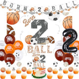Born 2 Ball Birthday Decorations - Sports Theme Banner, Cake Toppers & Party Supplies