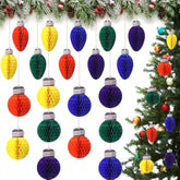 20 Pcs Christmas Honeycomb Ball Ornaments 3D Xmas Paper Light Bulb Shaped Ornaments Assorted Colors Christmas Hanging Honeycomb For Home Classroom Supplies Holiday Christmas Tree Party Decor