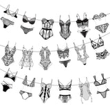 Lingerie Party Banners Lingerie Shower Decorations 2Pcs Bras And Panties Cutout Banners Black Lingerie Party Decor For Underwear Girls Bachelorette Bridal Shower Party Supplies