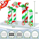 13Ft Christmas Archway Inflatables With Led Light, Giant Xmas Candy Arch Inflatable Stereoscopic Blow Up Christmas Outdo