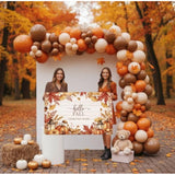Fall Boho Balloon Arch Kit: Burnt Orange, Peach, Brown + Backdrop
