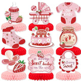 9PCS Strawberry Baby Shower Centerpieces β 3D Table Decor for Boys & Girls