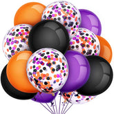 80pcs Halloween Balloons Set 12 Inch Black Orange Purple Latex Confetti Party Decorations