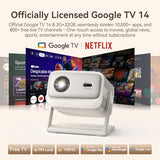 Official Licensed Google Tv 4K Smart Projector With Wifi And Bluetooth, Vali 1 Pro Dolby Audio, Memc, Native 1080P, Auto Focus & Keystone, 260" Portable Home Outdoor Movie Projector