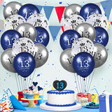 15Pcs Navy Blue Silver 13Th Birthday Balloons For Boys & Girls, Happy 13Th Birthday Party Decorations, 12 Inches