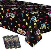 80'S Party Decorations Tablecloth, Disposable 80'S Theme Party Supplies Table Cover, 80S Birthday Table Cloth Decorations Supplies, 3 Pack, 54In X 108In