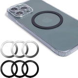 Universal Metal Rings Compatible For Magsafe Charger/Wallet/Battery Pack, Ultra-Thin Magsafe Sticker, Compatible With Iphone 16/15/14/13/12 Series,Samsung Galaxy Series (3Black+3Silver)