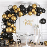 Black Gold & Silver Balloon Arch Kit 5-18 Inch Sizes for New Year & Parties