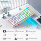 75% Wireless Mechanical Gaming Keyboard With Knob & Dot-Matrix Display Bluetooth5.0/2.4Ghz/Usb C Thocky Creamy Keyboard For Pc Computer, 8000Mah Battery Jelly Key Board For Win/Mac (Mt75-White)