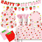 Strawberry Party Supplies Tableware Set Fruit Theme Birthday & Baby Shower Decor