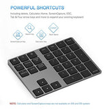 Bluetooth Number Pad, Aluminum Rechargeable Wireless Numeric Keypad Slim 34-Keys External Numpad Keyboard Data Entry Compatible For Macbook, Macbook Air/Pro, Imac Windows Laptop Surface Pro Etc
