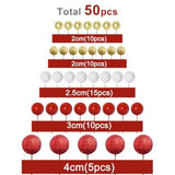 50 Pcs Ball Cake Topper Sticks Mini Balloons For Cake Decorating Supplies Foam Balls For Graduation Cake Birthday Cake Toppers Decorations (Gold?Red Series)