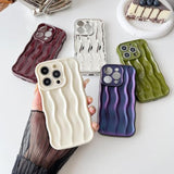 For Iphone 15 Pro Case,Water Ripple Pattern Curly Wave Frame Soft Phone Case (Wine Red)