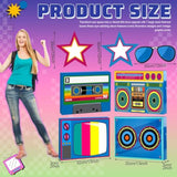 7 Pcs Large 80S 90S Party Decorations 3D Hip Hop Favor Set Paper Boombox Cassette Boxes For Retro Back To 1980S 1990S Theme Birthdays Music Neon Decoration