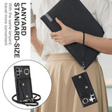 For Galaxy S25 Ultra (Not S25) Case For Women, Crossbody Wallet With Card Slot Lanyard Wrist Strap Shockproof Purse Kickstand Cover For Samsung S25 Ultra.Crossbody Black