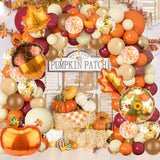 15Pcs Fall Balloons Orange Brown Pumpkin Maple Leaf for Thanksgiving Baby Shower Party