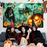 Halloween Photo Backdrop Skeleton Pumpkin Haunted Castle Party Decorations