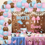 Boots Or Bows Gender Reveal Decorations, Balloons Arch Kit What Will Baby Be He Or She Backdrop Cake Cupcake Toppers Stickers For Western Cowgirl Gender Reveal Decorations