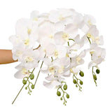 6 Pcs Artificial Orchids Stems 27" Tall 9 Heads Artificial Phalaenopsis Flowers Real Touch Orchids Flowers For Home Wedding Indoor Outdoor Vase Décor (White)