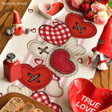 Heart-Shaped Buttons Valentine'S Table Runner, Seasonal Kitchen Dining Table Decoration For Indoor Home Party 13X72 Inch