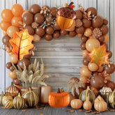 155PCS Fall Balloon Arch Kit with Orange Coffee Maple Leaf Balloons for Thanksgiving
