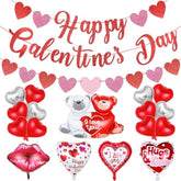 Red Happy Galentines Day Banner And Galentines Heart Garland Valentines Day Foil Balloons Galentines Banner Decorations For Happy Galentine’S Day Party Decorations