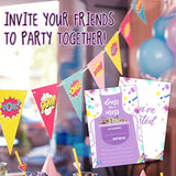 Birthday Invitation Cards, Art Painting Party Invites, Kids Happy Birthday Party Decorations Supplies, 20 Fill-In Cards With Envelopes For Boys Or Girls Party Celebration - B25