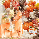 Fall Thanksgiving Balloon Arch Kit with Pumpkin Maple Leaf Foil Balloons for Autumn Party