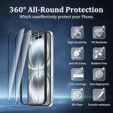 2 Pack Screen Protector for iPhone 17, 9H Hardness Tempered Glass Protection with easy installation tool, HD Clear, Anti-Scratch, Bubble Free, Case