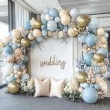 Dusty Blue Beige Balloon Arch Kit Neutral Garland for Baby Shower, Wedding, or Birthday