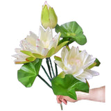 2Pcs Artificial Water Lily Flower Bouquet Silk Nymphaea Tetragona Plant Bunch Lotus For Hotel Shop Office Floral Decoration (White)