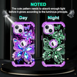 Compatible With Iphone 14 Plus Case,Glow In The Dark Three Layer Heavy Duty Shockproof Hard Plastic Bumper+Soft Silicone Protective Case For Apple Iphone 14 Plus,Dark Butterfly