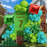 138 Pcs Video Game Balloon Arch Kit Green & Blue Pixel, TNT Cube for Gamer Party