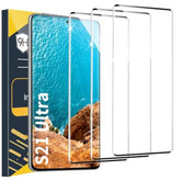 3 Pack Galaxy S21 Ultra Screen Protector, 9H Tempered Glass, Ultrasonic Fingerprint Support, 3D Curved,Hd Clear Scratch Resistant For Samsung Galaxy S21 Ultra 5G Glass Screen Protector