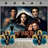 Twilight Birthday Party Decor: 5x3 Ft Backdrop & 18 Balloons