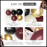 155Pcs Burgundy Balloon Garland Arch Kit With Burgundy Maroon Black Metallic Gold Lvory White Balloons For Birthday Graduation Wedding Baby Shower Anniversary Valentine Party Decoration