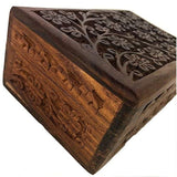 Gift Ideas~ Floral Carved Handmade Wooden Box 4 Inches By 6 Inches~Ideal For Storing Jewelry, Coins, Tartot Cards, Small Treasures, Urn Box & Etc (Floral Carved 4"X6")