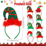8 Pack Christmas Headbands Cute Elf Hat Costume Headwear Christmas Hair Hoop For Christmas Party Holiday Favors Elves Party Decoration
