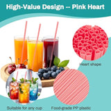 Heart Straws - Heart Shaped Pink Straws Plastic Disposable Drinking Straws Cute For Valentine'S Day, Wedding, Party, Birthdayparty, Decorations (Pink)