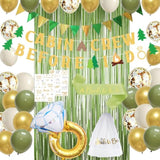 Camp Bachelorette Party Decorations, Green Bride To Be Sash Veil Fringe Curtain, Cabin Crew Before I Do Banner Balloons Temporary Tattoos Kit, Camping Themed Bridal Shower Wedding Decorations