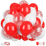 Red And White Confetti Balloons 60Pcs 12 Inch Red Confetti Latex Ballo