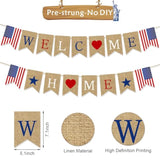 Pre-Strung Welcome Home Banner Burlap Patriotic Decor for Military Homecoming